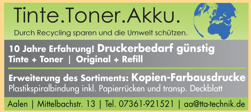 Tinke. Toner. Akku.